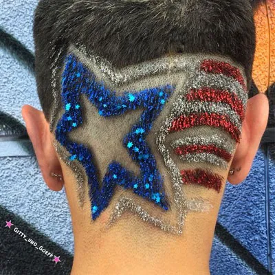 Backhead-hair-tattoo ideas for 4th of july
